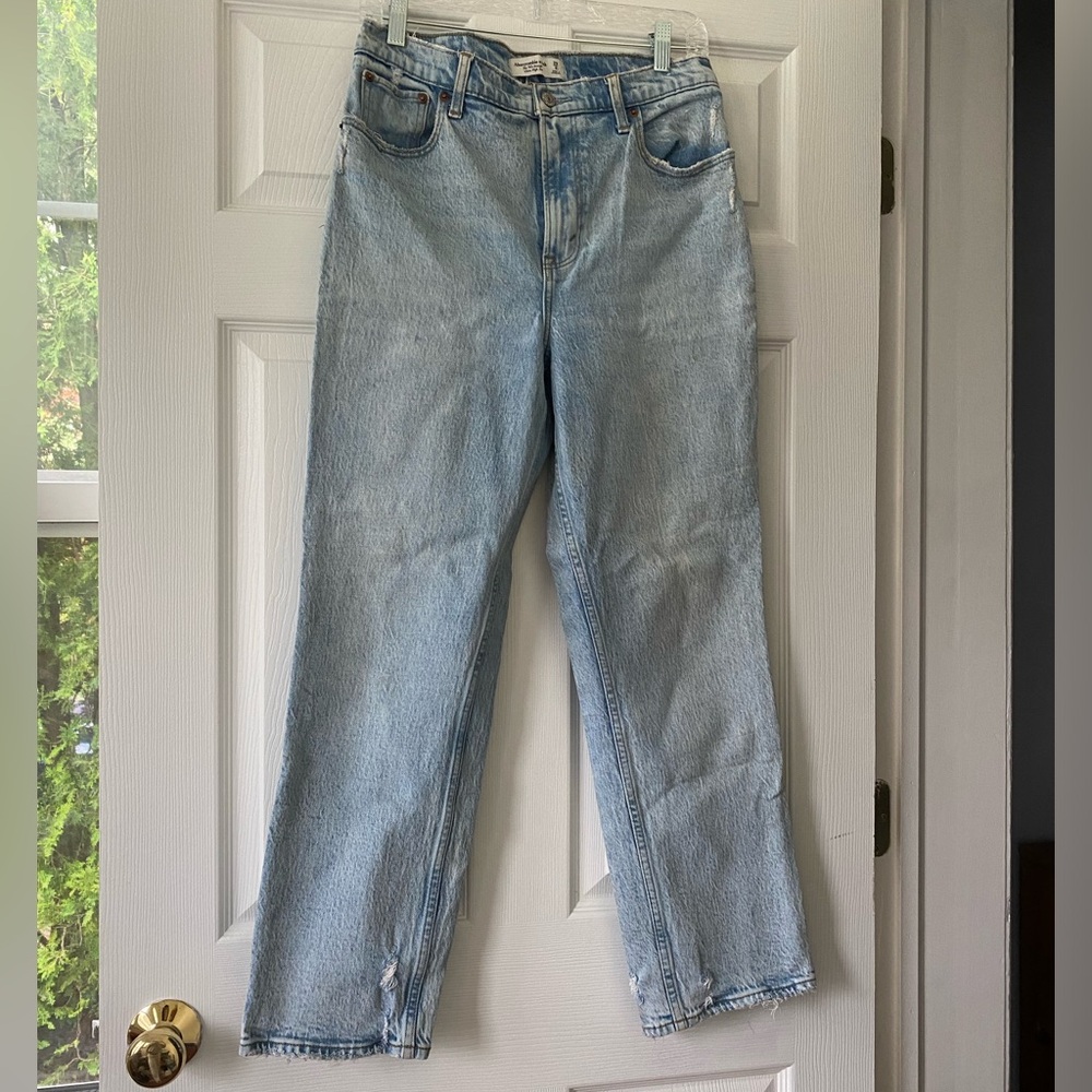Abercrombie & Fitch Blue High Rise Straight Leg Jeans